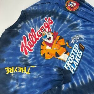 Kellogg's Frosted Flakes Tony the Tiger Tie Dye Shirt L Blue Mens Long Sleeve
